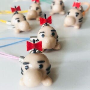 Keychain’s of Mr. Saturn from the EarthBound (handmade clay)